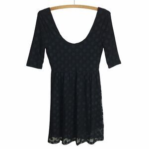 Volcom Black Polka Dot Mesh Lined Scoop Dress